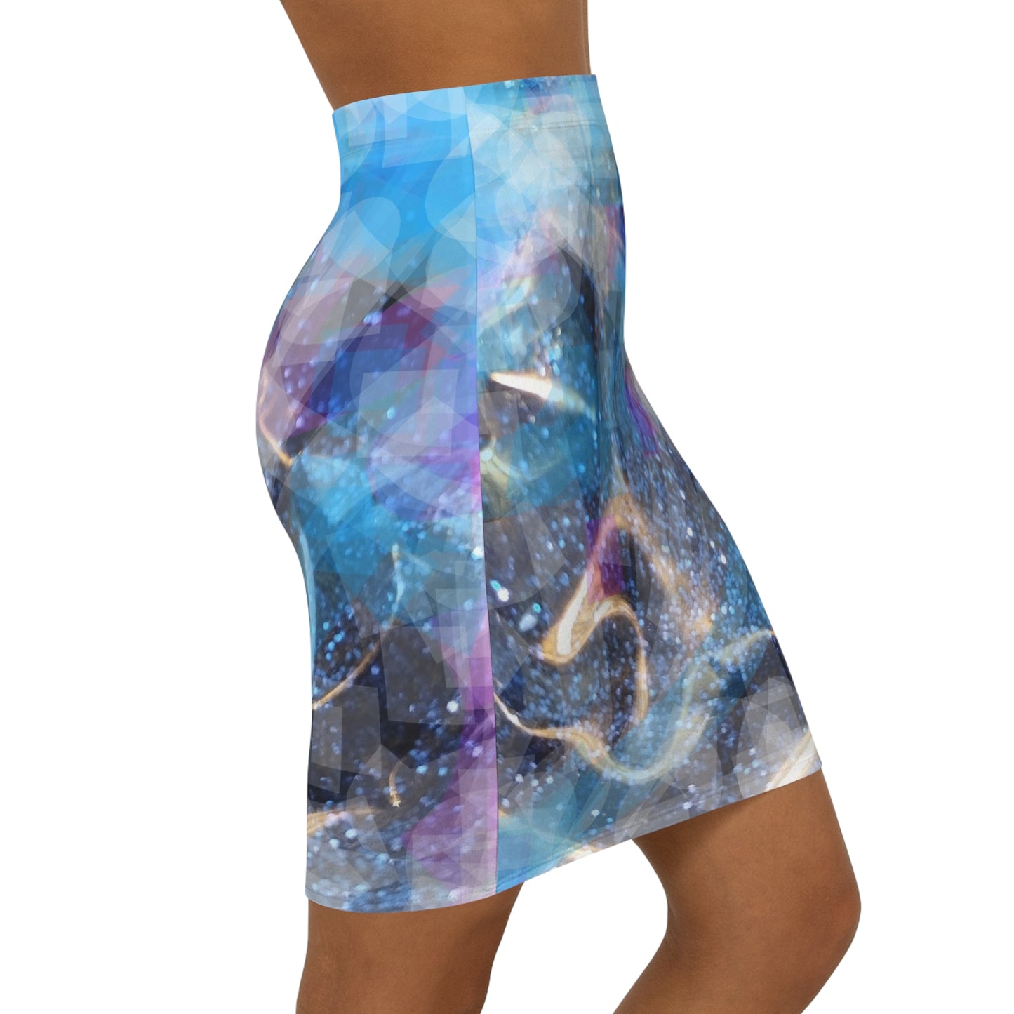 Sapphire Fuel: Women's Mid-Waist Pencil Skirt (AOP)