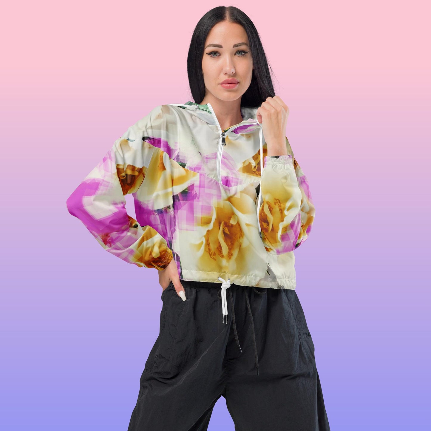 Divine Bouquet II: Women’s cropped windbreaker