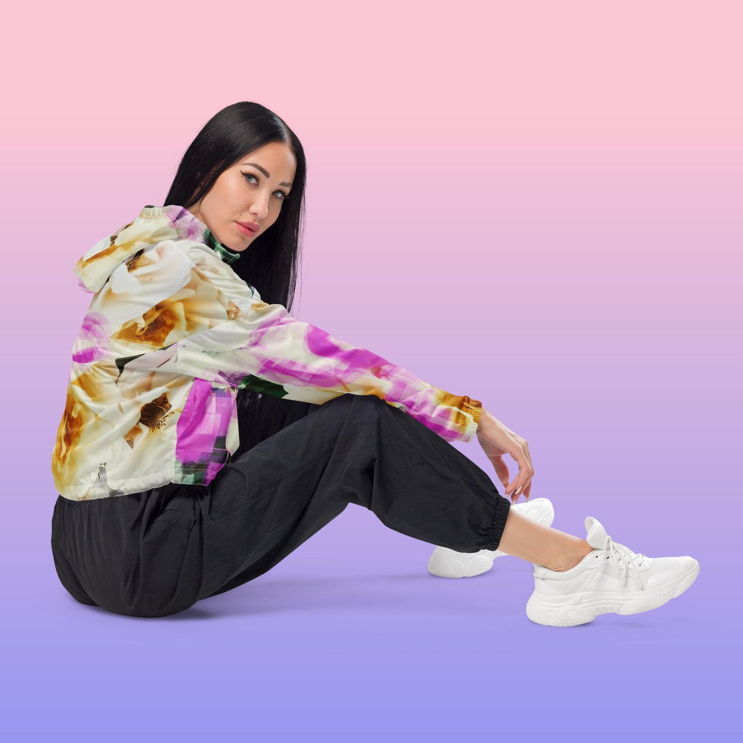Divine Bouquet II: Women’s cropped windbreaker