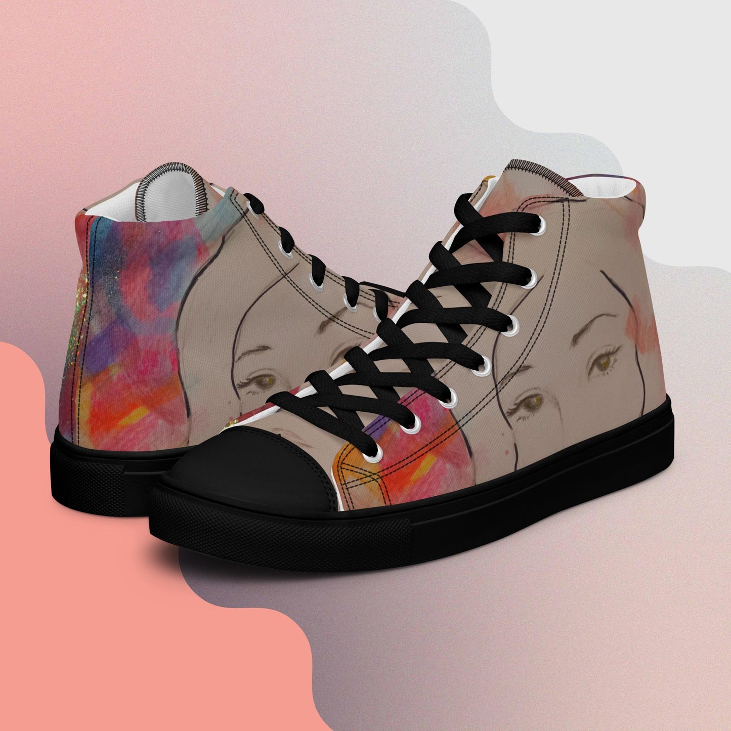 Pleiadian Sol: Women’s high top canvas shoes: BK
