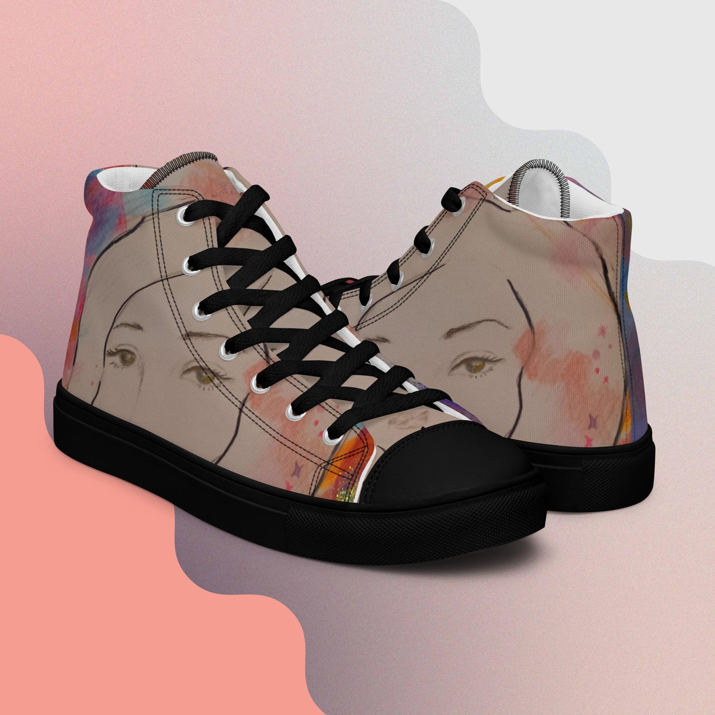 Pleiadian Sol: Women’s high top canvas shoes: BK