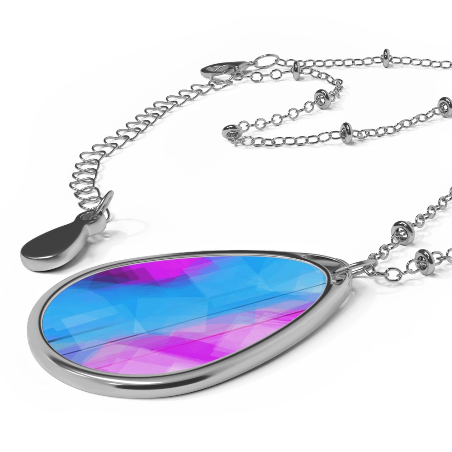 Magenta Edge:  Free Spirits Colorful Abstract Oval Necklace - Deep Mood Statement Jewelry for Every Occasion