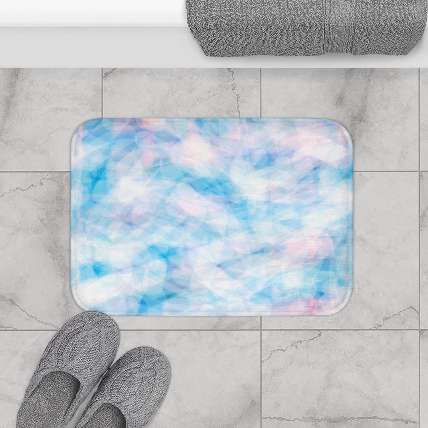 Blue Sugar: (24"x17") Aqua Dream Bathmat - Soft Design for Bathroom Decor, Spa Days, Housewarming Gift, Shabby Chic Vibe, Cozy Living