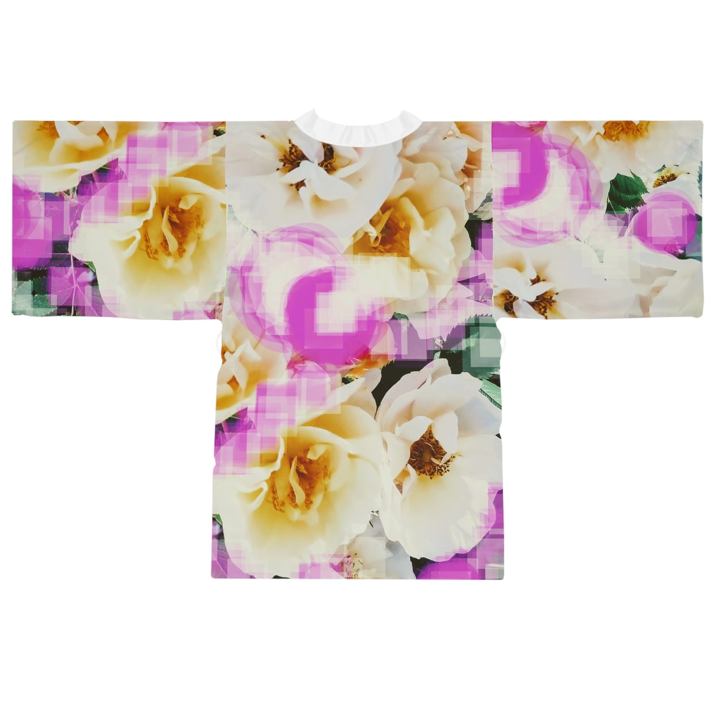 Divine Bouquet II:  Floral Long Sleeve Kimono Robe - Elegant and Cozy Loungewear