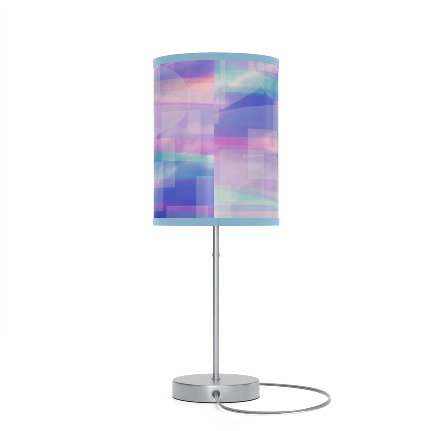 Gloria:  Blue Trim; Modern Purple Geometric Table Lamp - Stylish Home Decor for Living Room & Bedroom