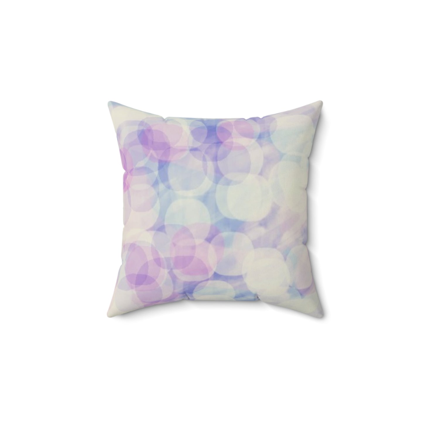 Sprite: (14"x14") Pastel Bokeh Faux Suede Square Pillow — Soft Purple & Blue Decorative Throw Pillow
