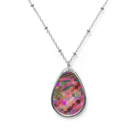 Ruth:  Colorful Oval Necklace - Unique Art Jewelry for Women