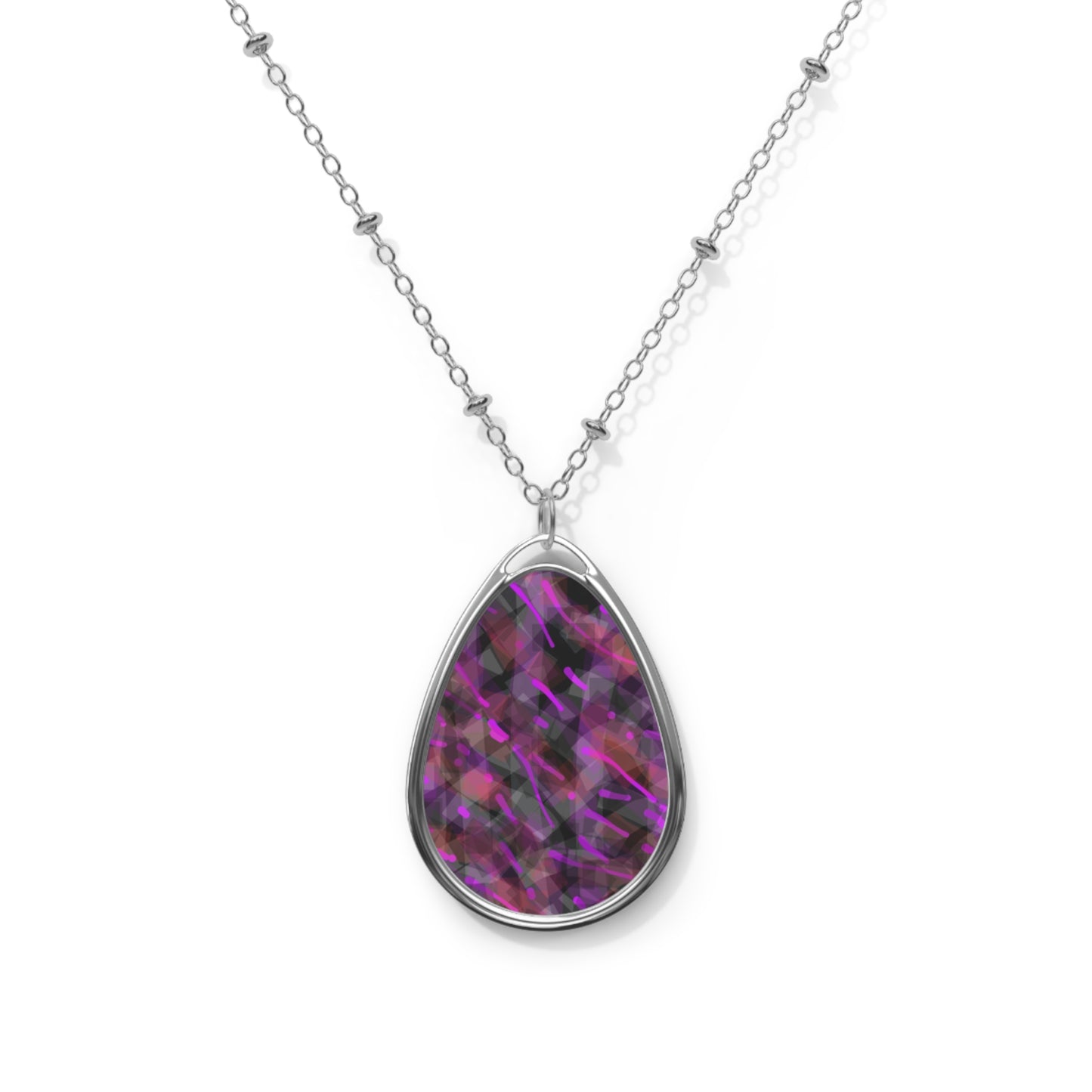 Classy Joint:  Elegant Abstract Art Oval Necklace with Dazzling Purple Design - Perfect for Gifting and Celebrations