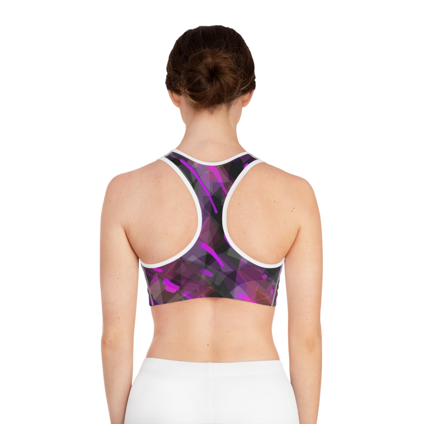 Classy Joint I:  WH Trim Vibrant Abstract Sports Bra - Perfect for Fitness & Active Wear