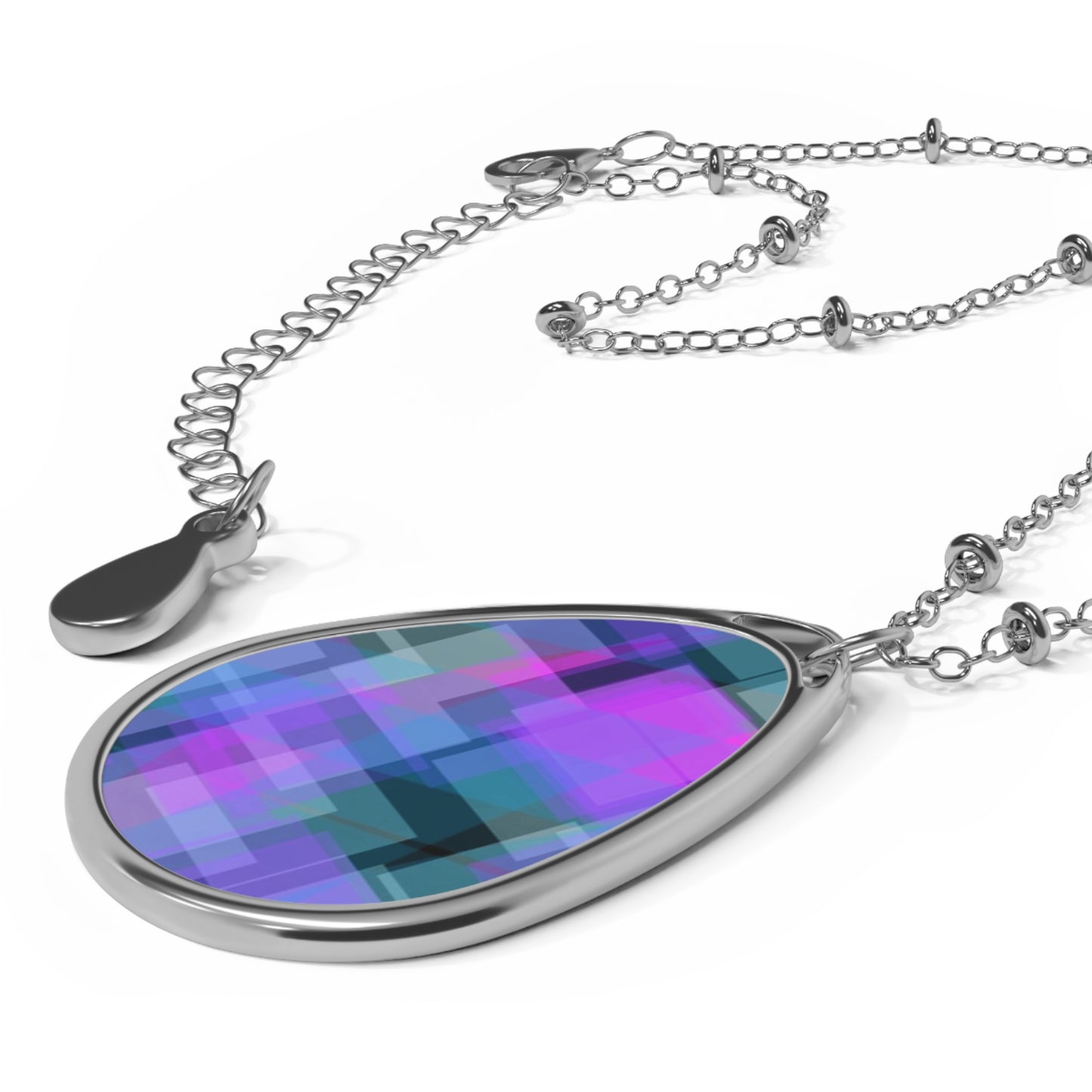 ESP:  Ethereal Abstract Art Oval Pendant Necklace, Chic Jewelry for Women, Gift for Her, Unique Statement Accessory, Layering Necklace