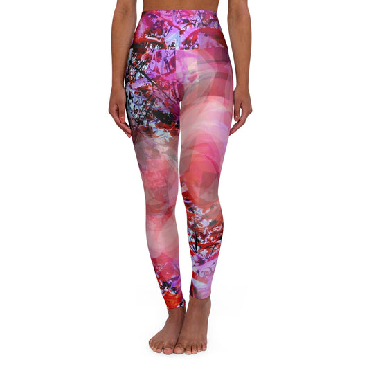 Garnet: Abstract Nature Lovers High Waisted Workout Leggings, Fitness Legwear, Trendy Workout Pants, Gym Apparel, Stylish Activewear