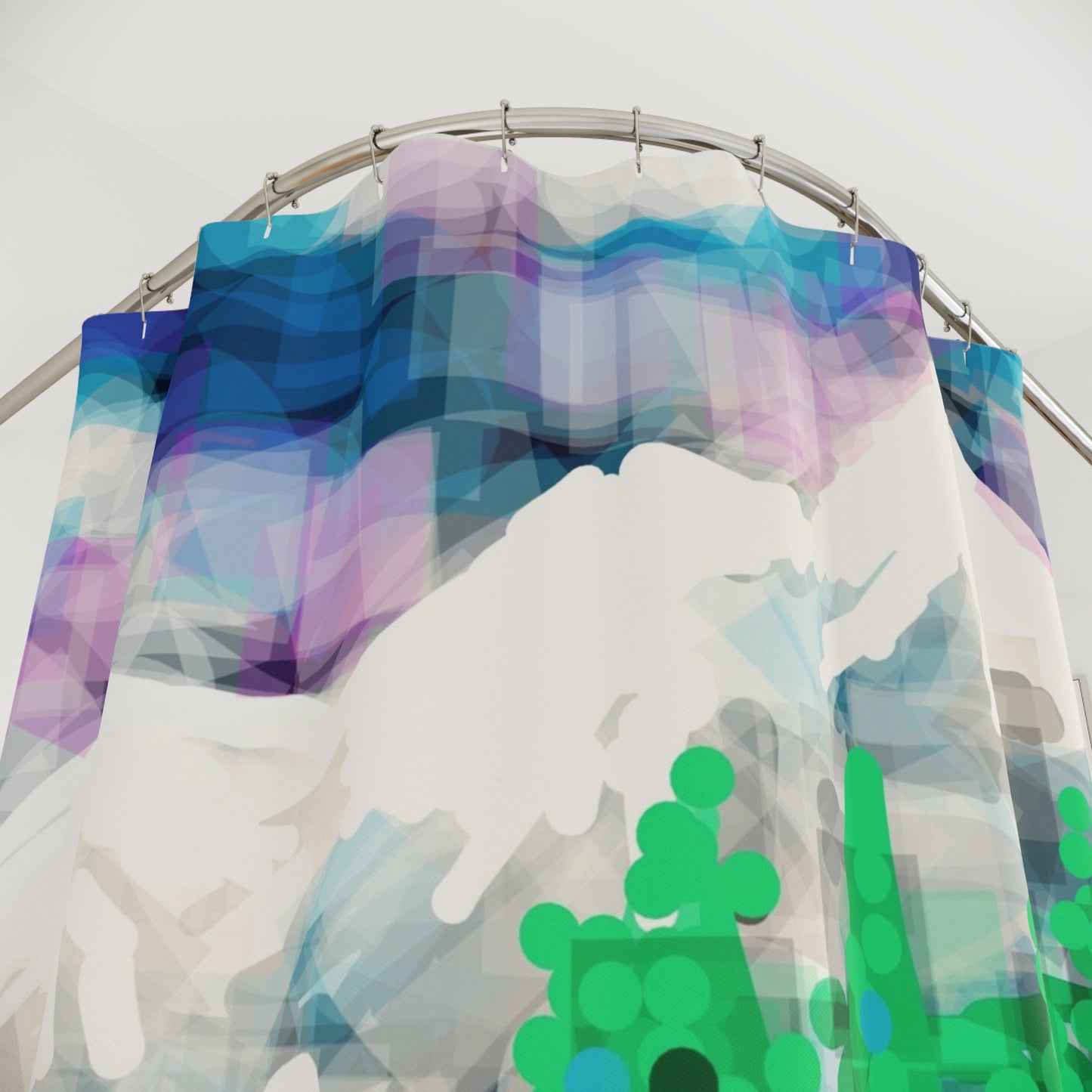 Earth Realms:  Mountain Landscape Shower Curtain - Artistic Nature Decor for Bathroom