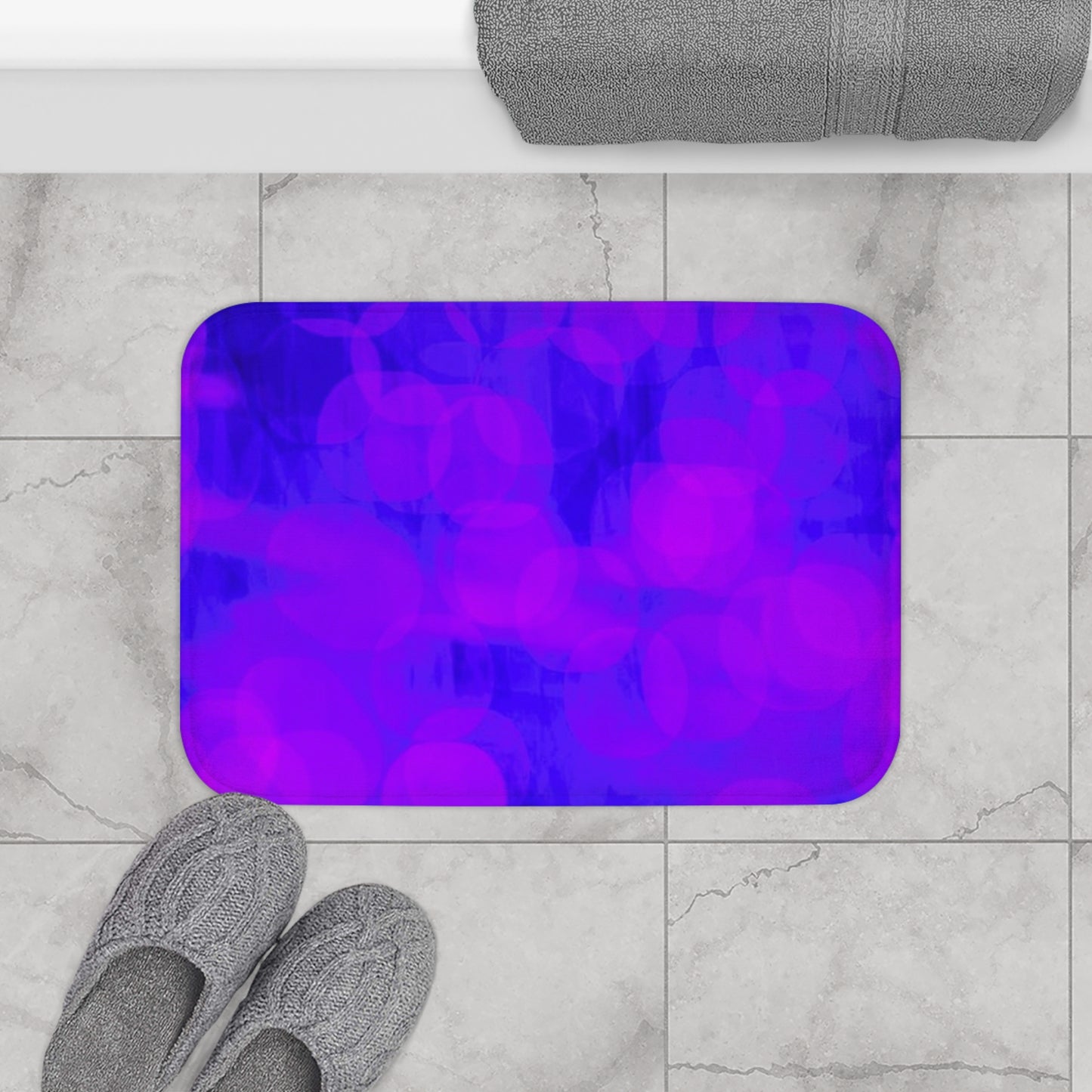Roberta: (24"x17") Vibrant Purple Dreams Bathmat — Soft Microfiber Bathroom Rug