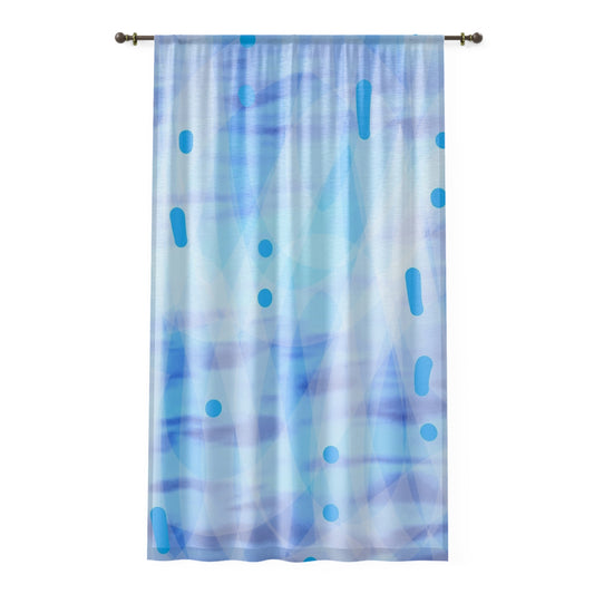The Mists: Tranquil Abstract Sheer Window Curtain, Soft Blue Tapestry, Home Decor, Bohemian Style, Light Filtering Drapes, Living Room Accents