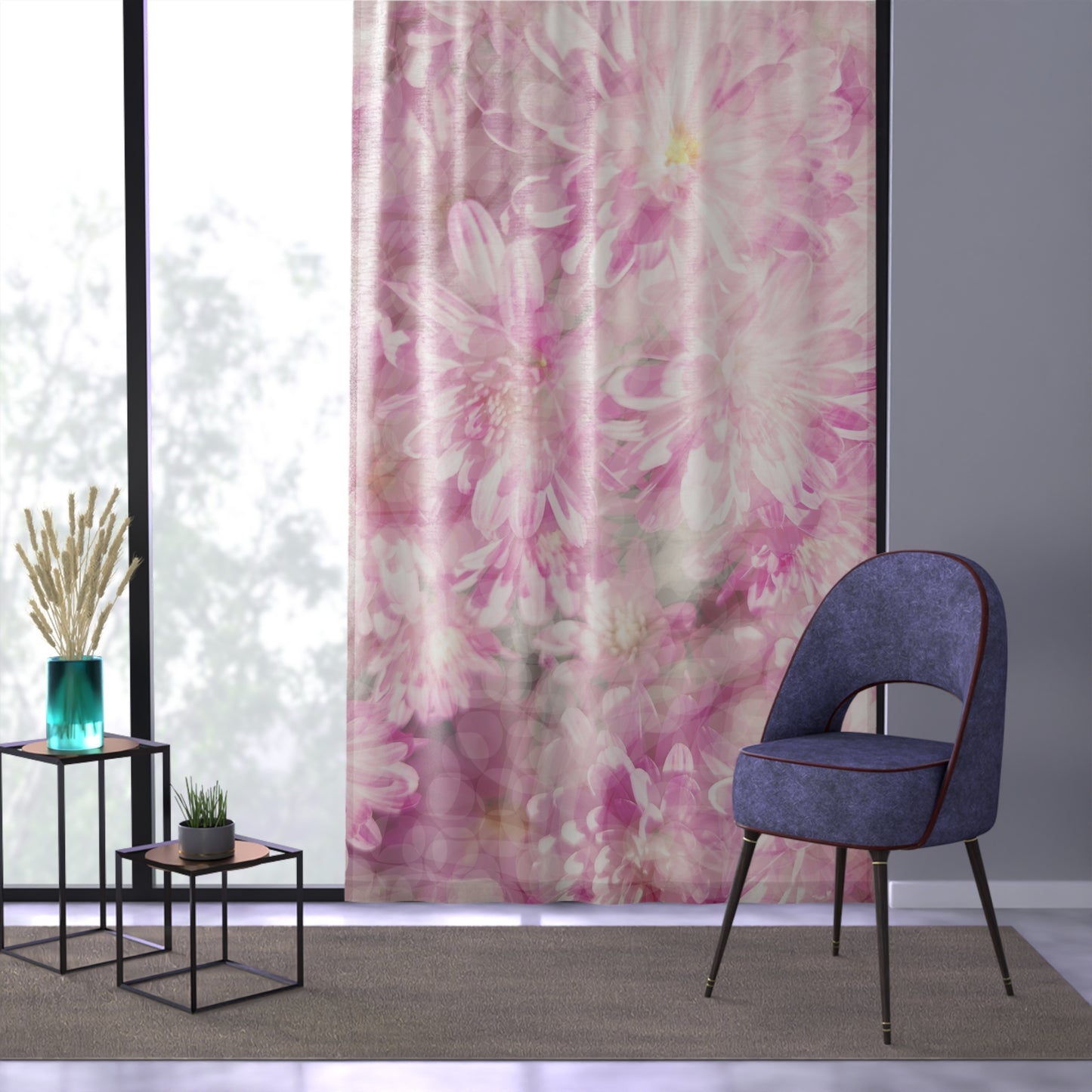 Yuki: Floral Pink Window Curtains - Elegant Home Decor for Bright Spaces