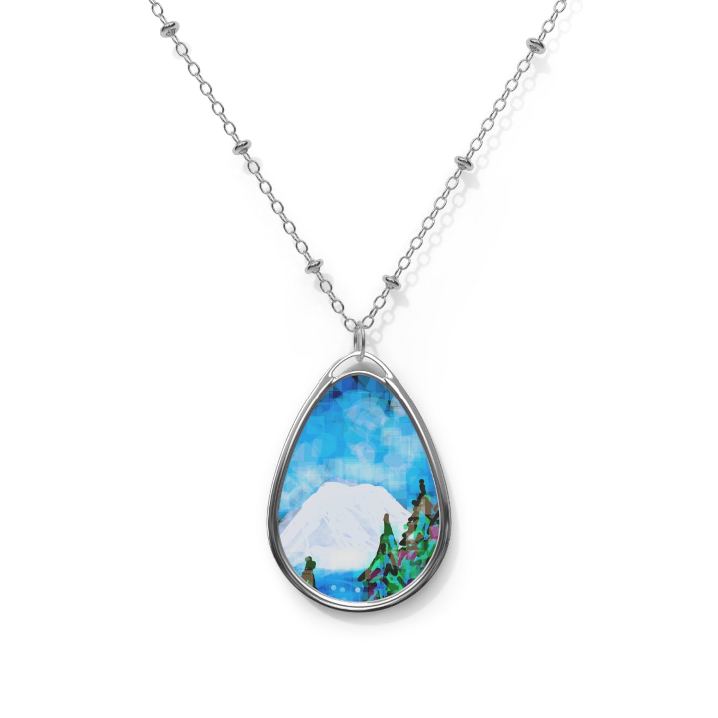 Mt. Rainier:  Mountain Love Art Oval Necklace - Nature Lovers -Inspired Jewelry for Beautiful Souls