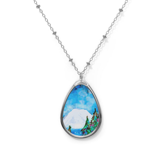 Mt. Rainier:  Mountain Love Art Oval Necklace - Nature Lovers -Inspired Jewelry for Beautiful Souls
