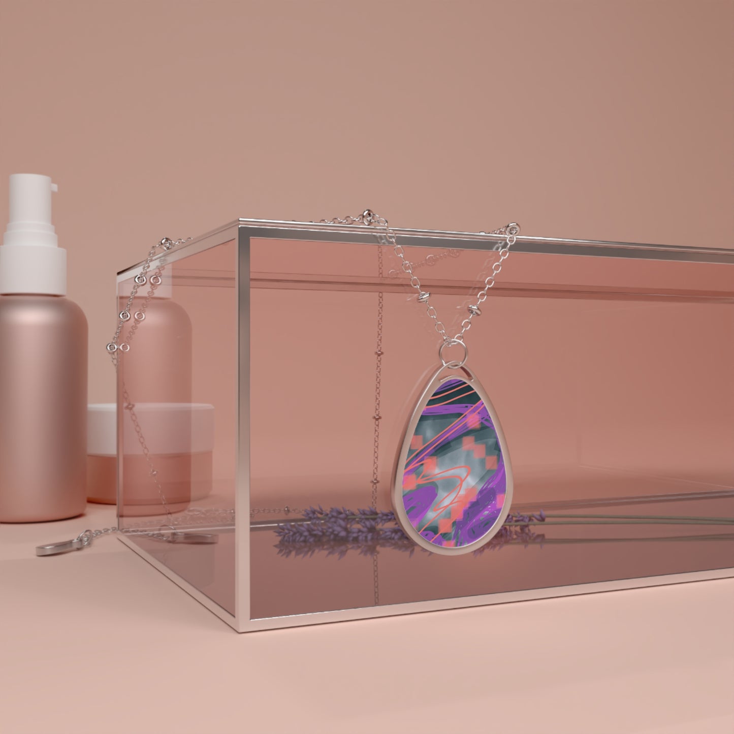 Mel:  Beautiful Souls Abstract Art Oval Necklace - Elegant Teardrop Jewelry for Everyday Wear