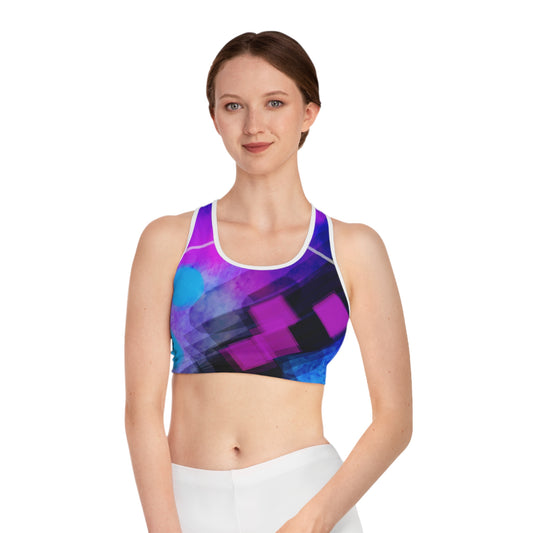 Take Care I: WH Trim Abstract Colorful Sports Bra - Comfortable & Stylish Activewear