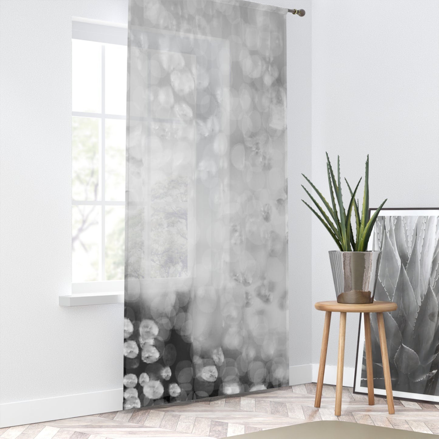 Oksana: Elegant Sheer Window Curtain - Soft Bokeh Design for Modern Decor