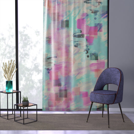 Anastasia: Serene Abstract Window Curtain, Colorful Sheer Drapes for Living Room, Boho Home Decor, Light Filtering Curtains, Modern Window Treatment