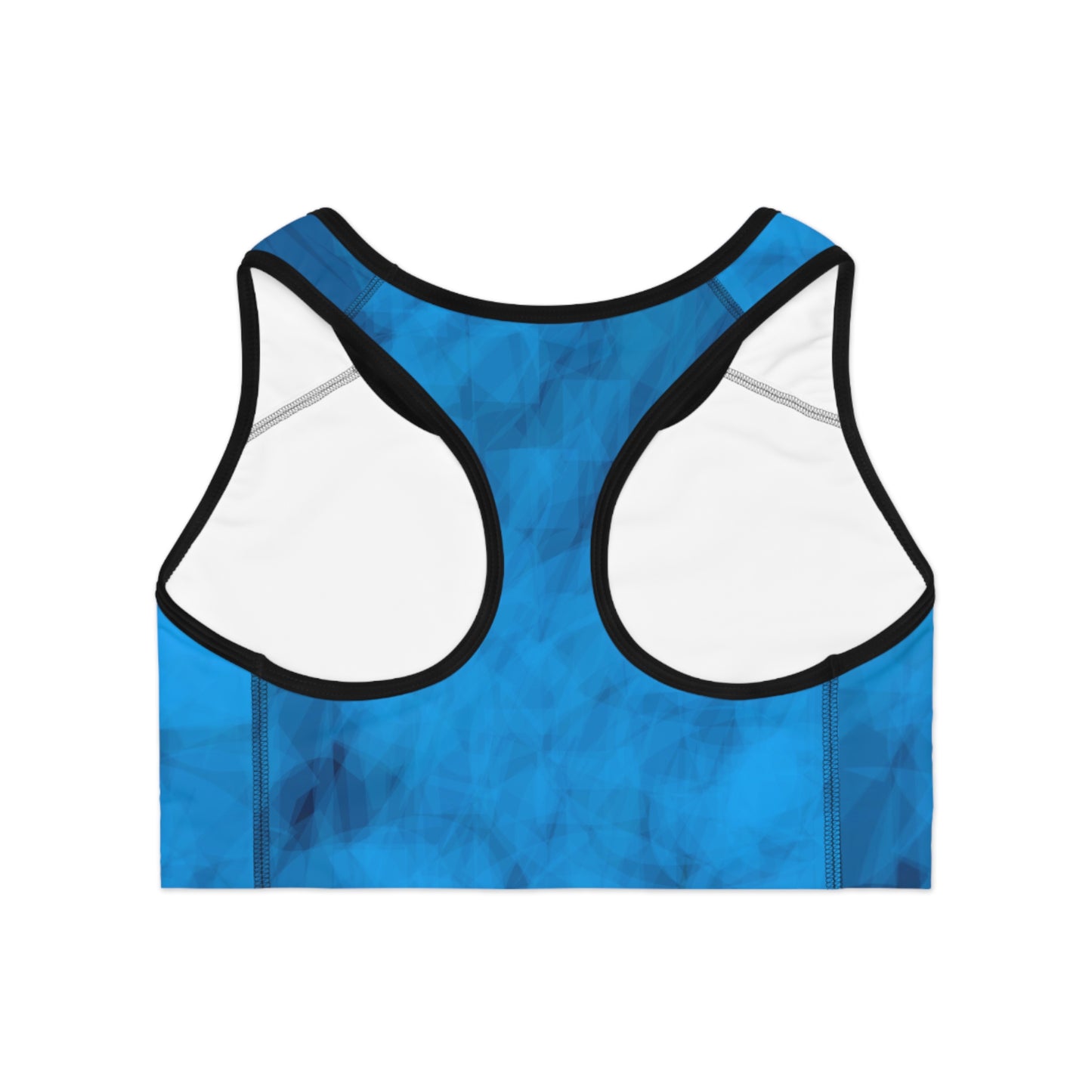 Frances:  Blk Trim Ocean Breeze Sports Bra - Comfortable Activewear for Fitness Enthusiasts