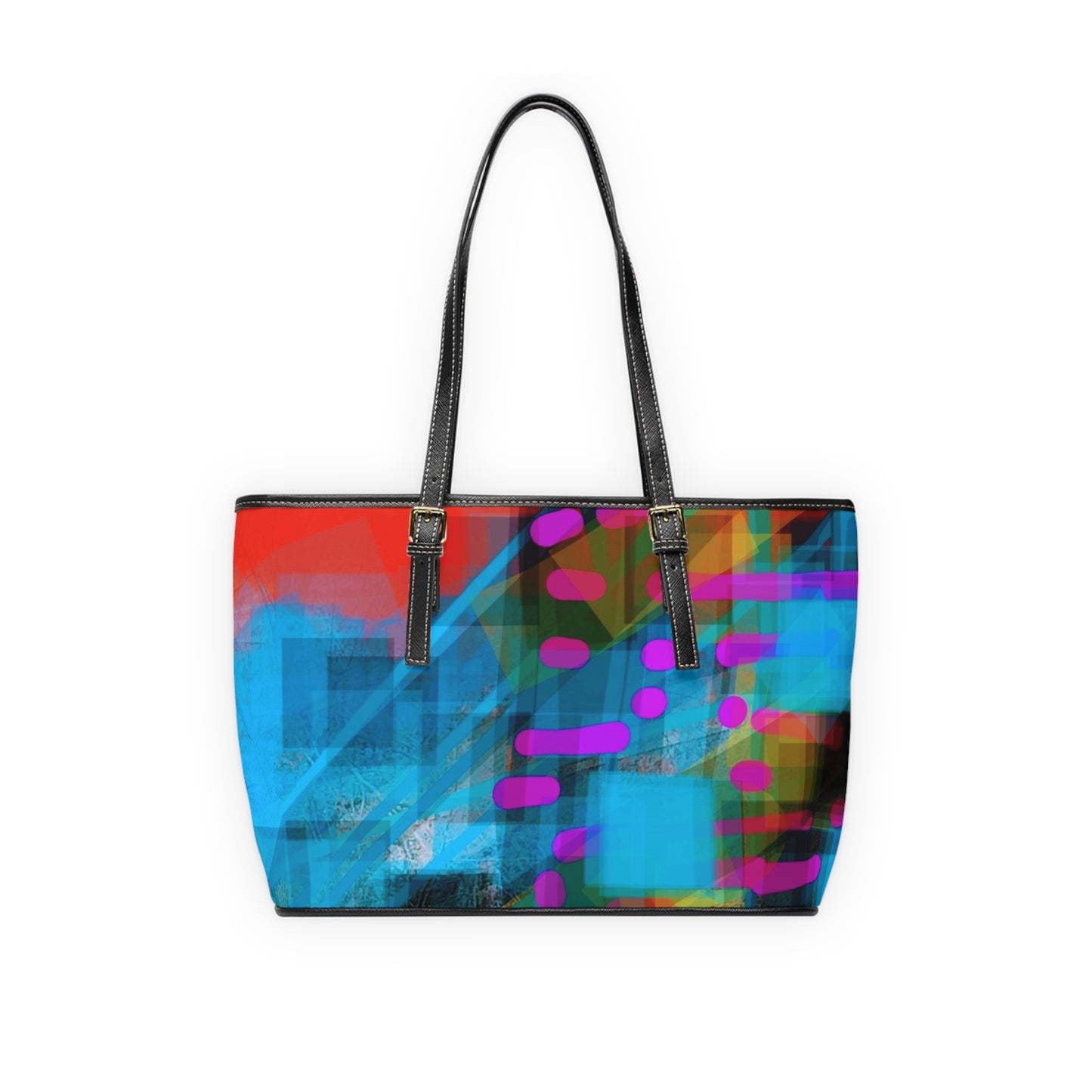 Doralee:  Colorful PU Leather Shoulder Bag - Modern Abstract Design