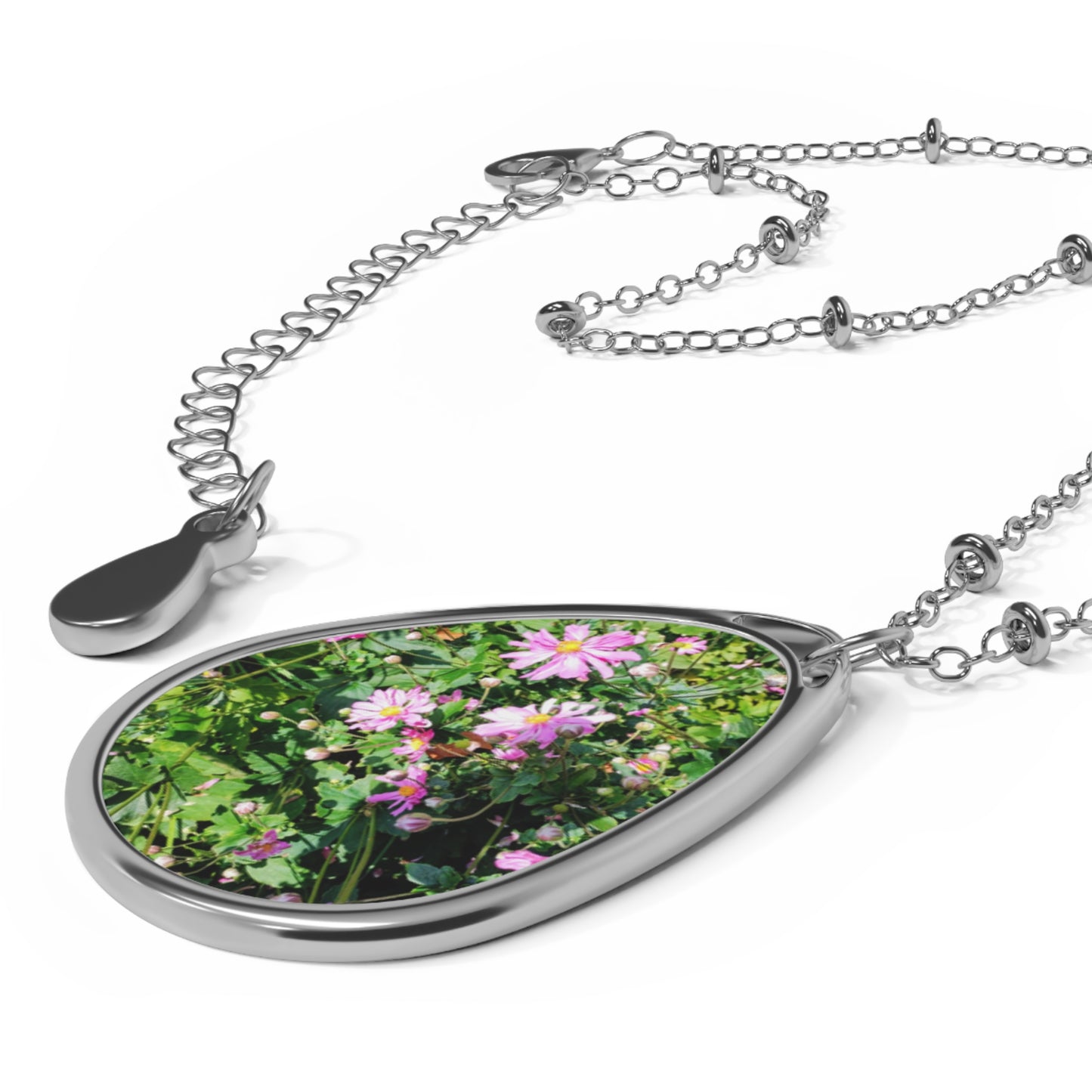 Pink Daisies: Oval Necklace