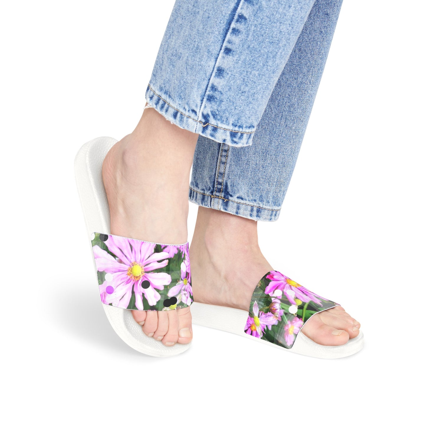 Pink Daisies:  Women's PU Slide Sandals