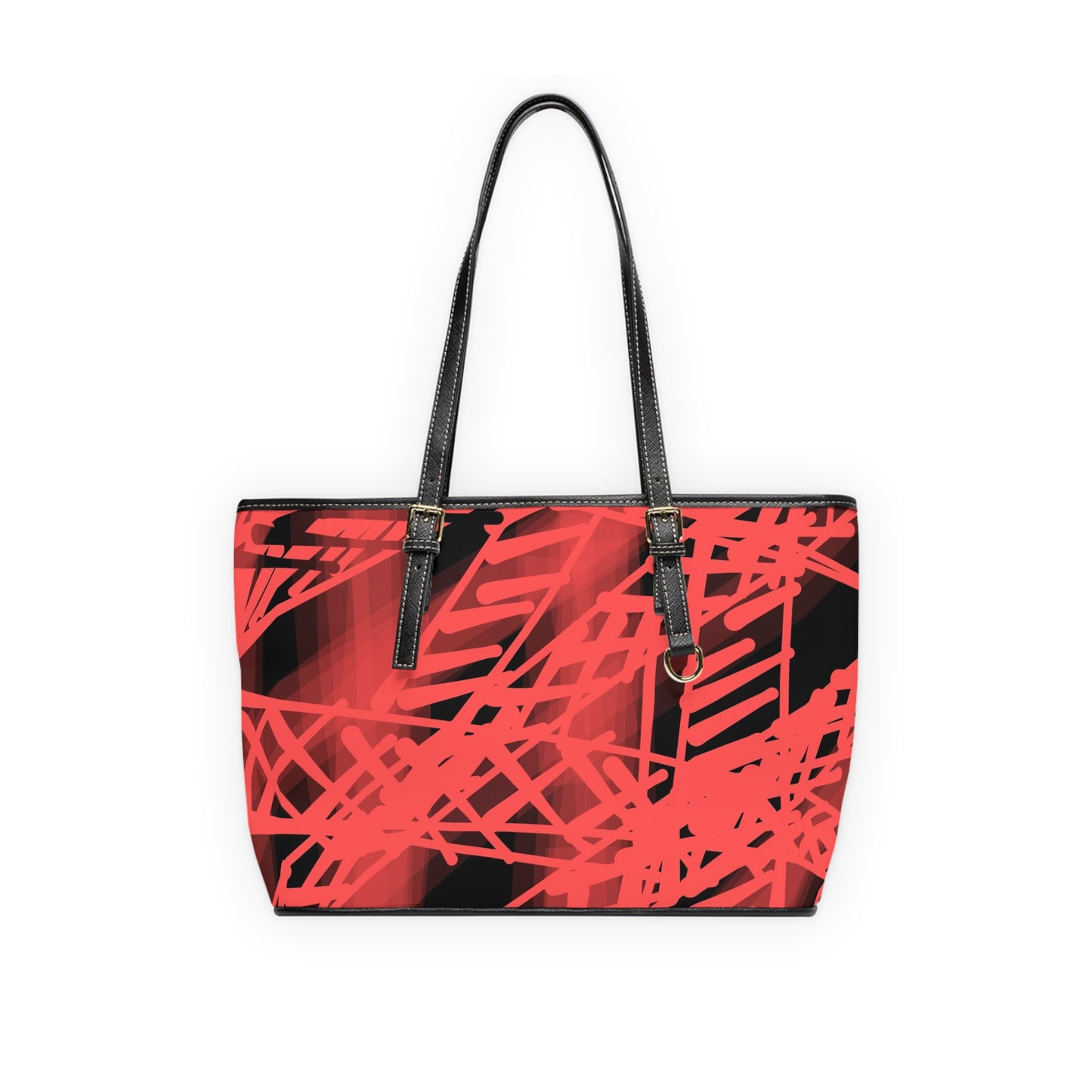 Gracie:  Bold Red Striped PU Leather Shoulder Bag - Stylish Tote for Everyday Use
