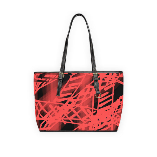 Gracie:  Bold Red Striped PU Leather Shoulder Bag - Stylish Tote for Everyday Use