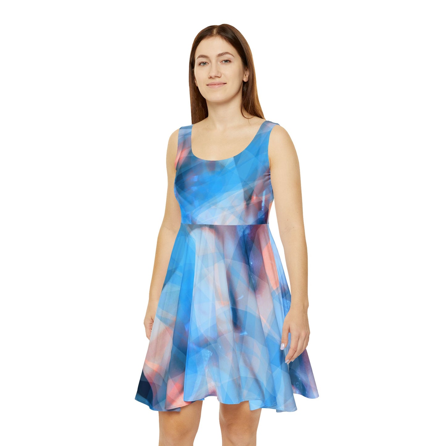 Cool Cool:  Abstract Blue Women's Skater Dress, Going Out, Fresh Vibes, Summer Dress, Casual Cool Dress
