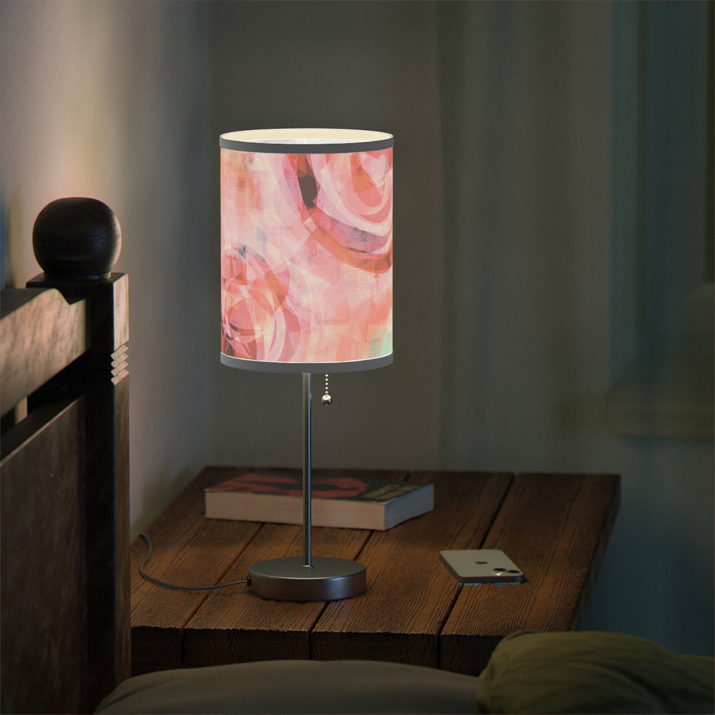 Lana:  WH Trim; Modern Abstract Floral Table Lamp - USB/CA Plug