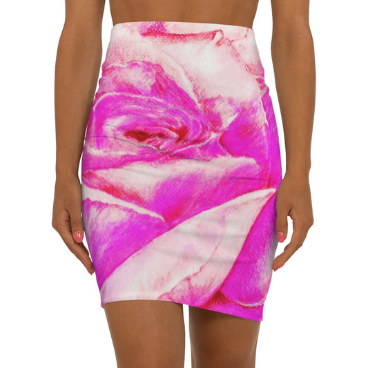 Rose High:  Women's Mid-Waist Pencil Skirt (AOP)