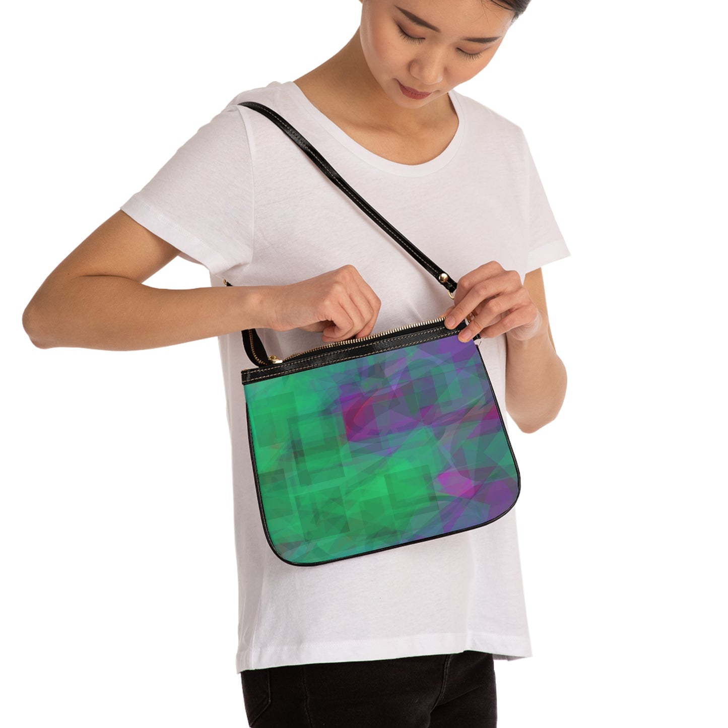Gong:  Vibrant Geometric Small Shoulder Bag for Casual Outings