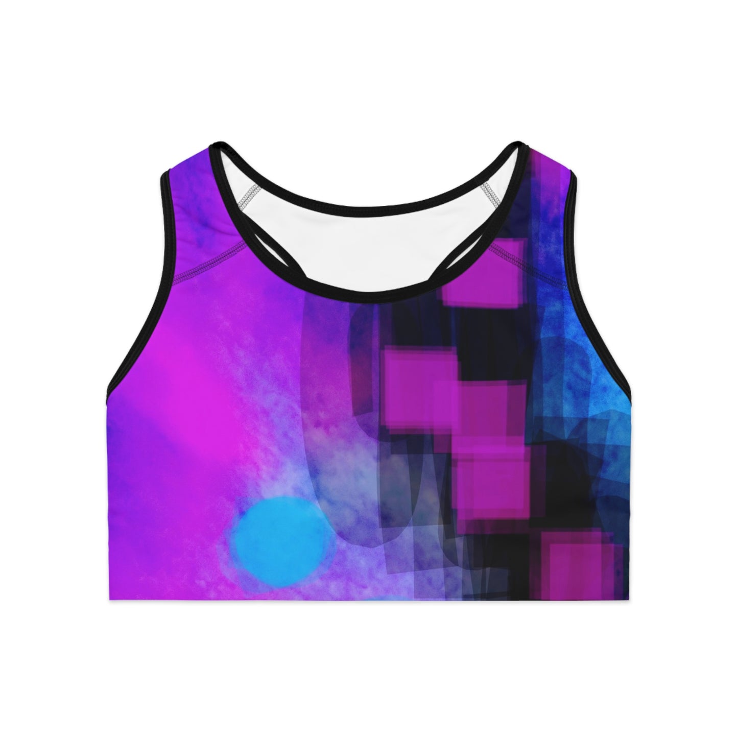 Take Care II: BLK Trim Vibrant Abstract Sports Bra - Ideal for Fitness Lovers