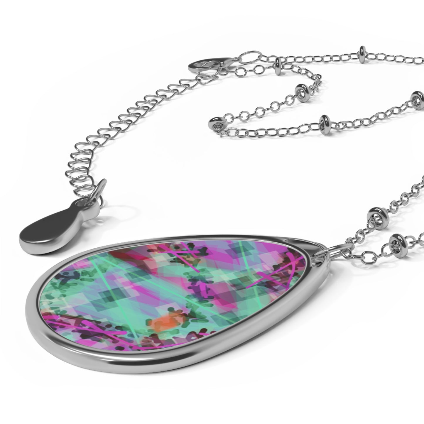 Hi Norma:  Sweet Abstract Art Oval Necklace - Beautiful Souls Inspiration - Boho Chic Jewelry for Everyday Wear