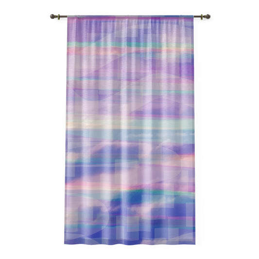 Gloria:  Sheer Abstract Window Curtain - Purple Hues for a Relaxed Home Atmosphere