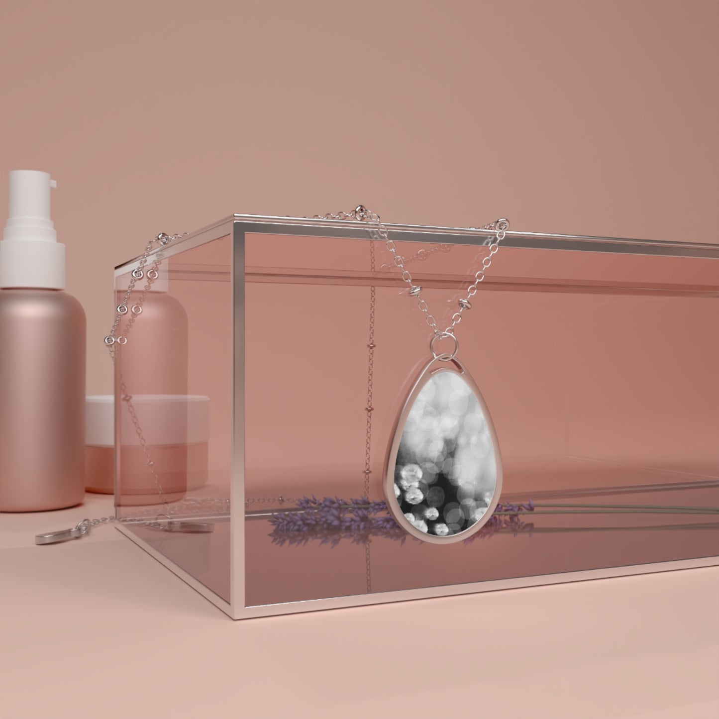 Oksana: Elegant Mystical Oval Pendant Necklace — Minimal Simplicity Teardrop