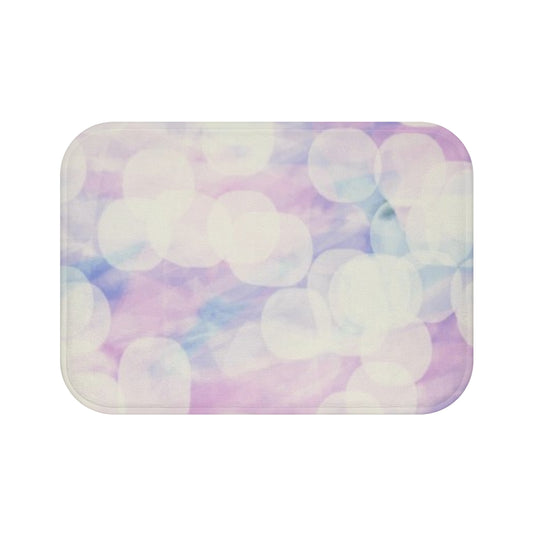 Sprite: (24"x17") Pastel Bokeh Bathmat — Soft Purple & Blue Bathroom Rug