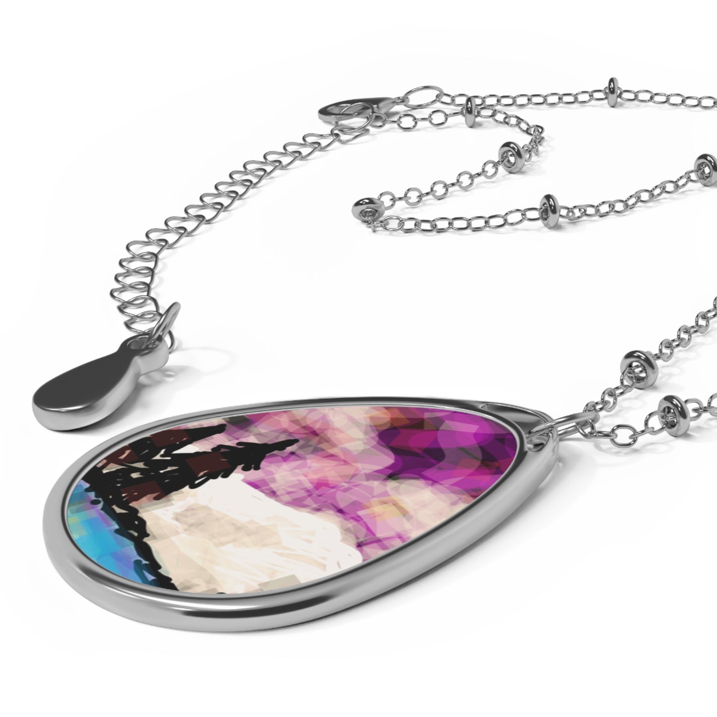 Earth Realms II:  Nature-Inspired Oval Necklace with Scenic Landscape