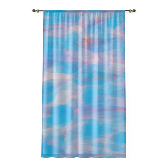 Mellow:  Aesthetic Sheer Window Curtain – Soft Blue Abstract Design for Home Décor