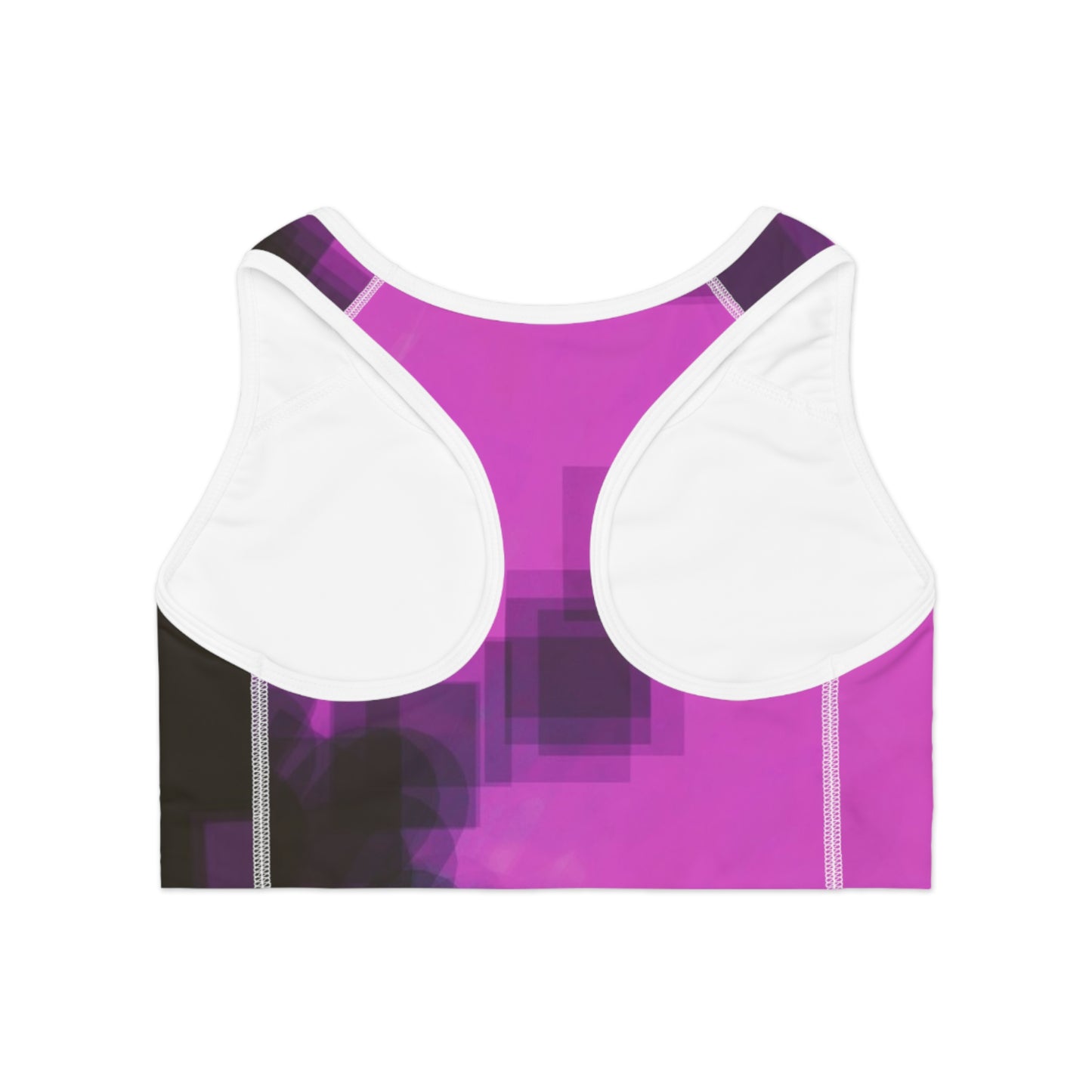 Pink and Black Hues I:  WH Trim Abstract Pink and black Sports Bra - Stylish Activewear for Fitness Enthusiasts