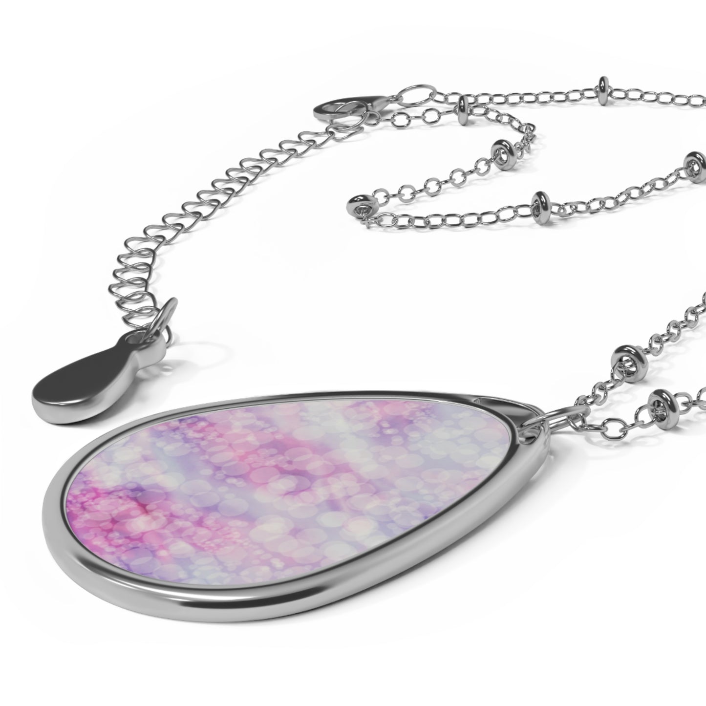 Beatrice: Ethereal Bliss Oval Teardrop Pendant Necklace - With Dainty Chain