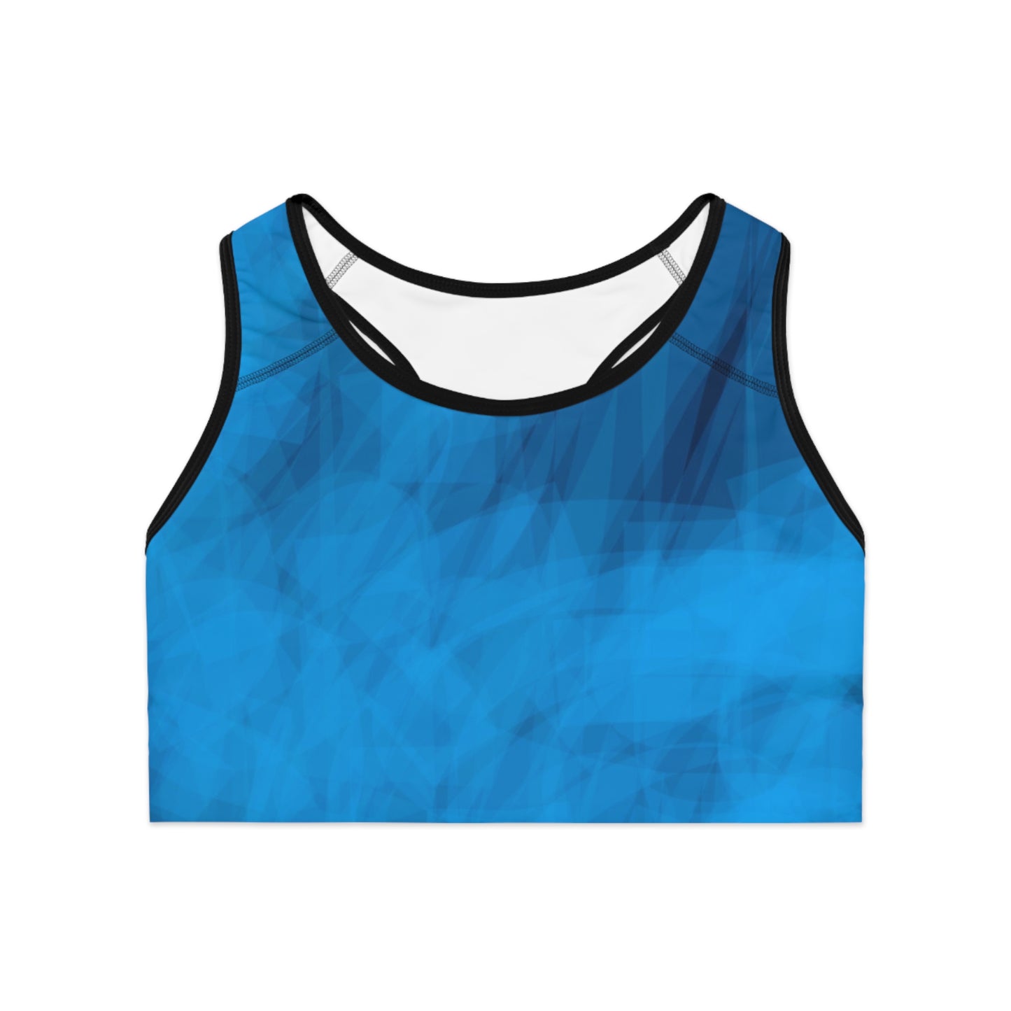 Frances:  Blk Trim Ocean Breeze Sports Bra - Comfortable Activewear for Fitness Enthusiasts