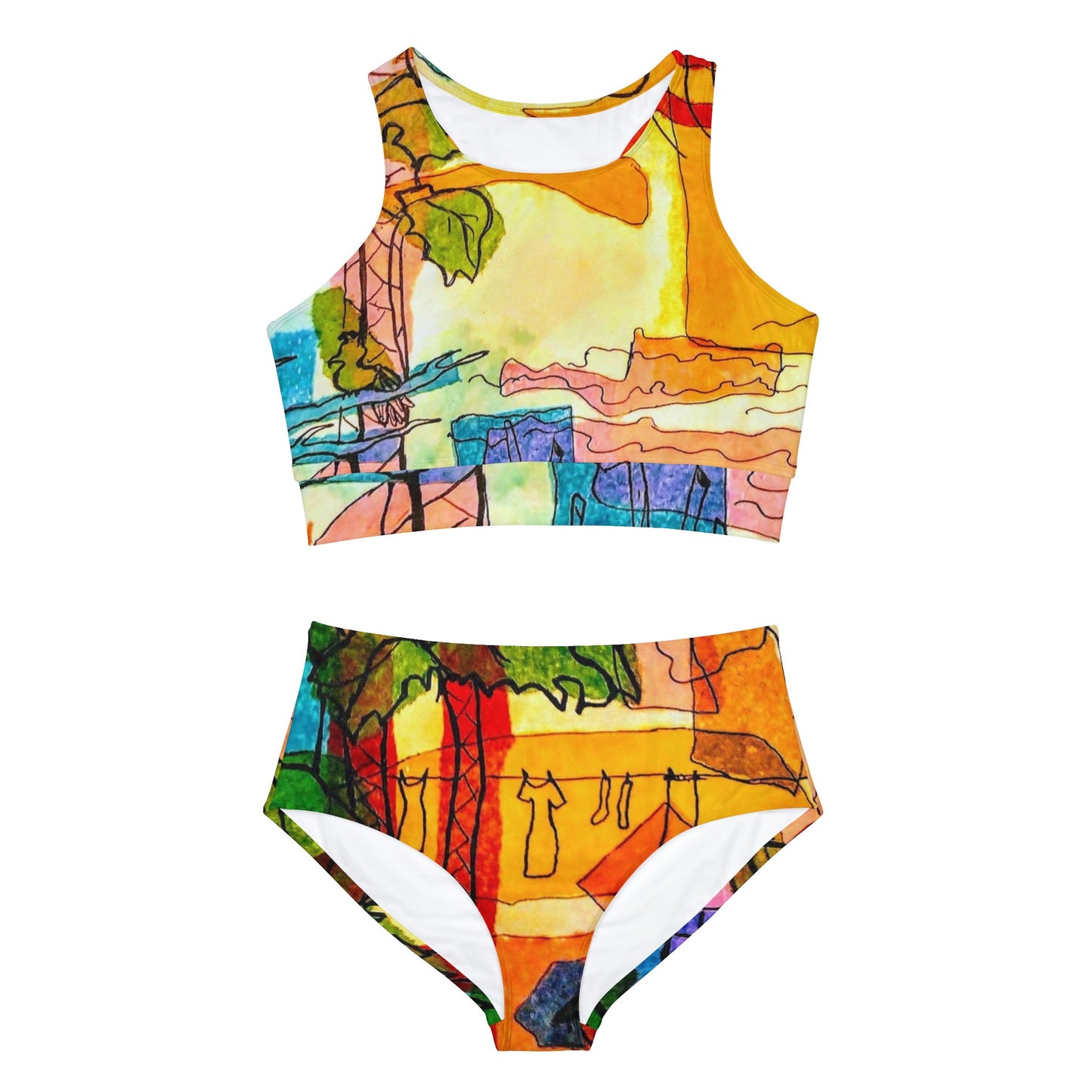 Sunset Village:  Sporty Bikini Set (AOP)