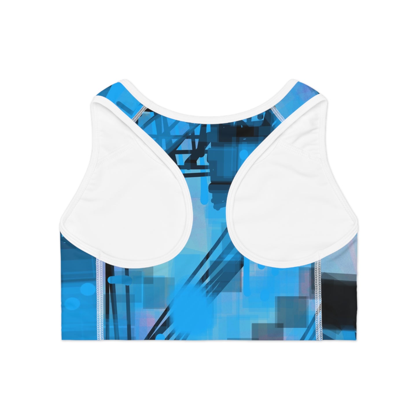 Isabeau:  Stylish Blue Abstract Sports Bra for Active Lifestyle