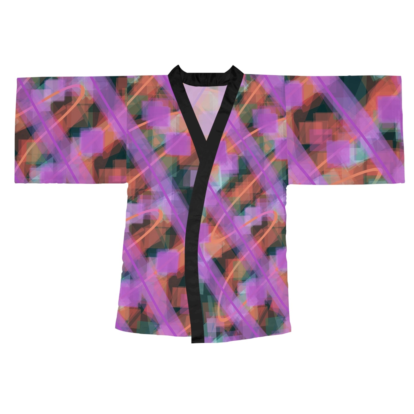 Rita:  Vibrant Abstract Long Sleeve Kimono Robe - Cozy Chic for Relaxation and Special Occasions