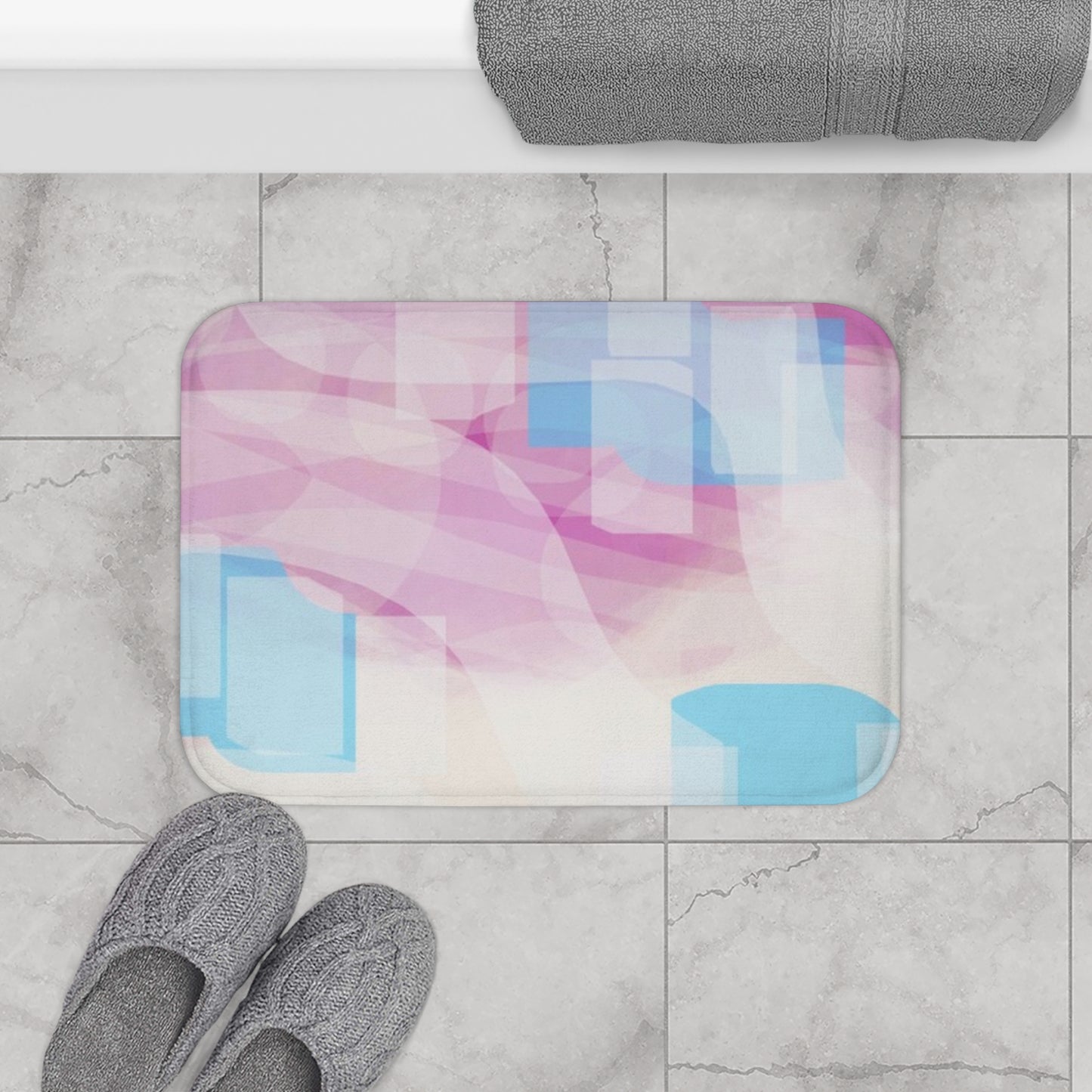 Lyra: (24"x17") Soft Pastel Bathmat - Abstract Design for Relaxing Bathrooms, Perfect Gift for Home Decor, Self-Care, Housewarming, or Spa Day