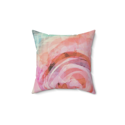 Lana: (14"x14") Abstract Floral Faux Suede Square Pillow – Cozy Decorative Cushion for Home Decor